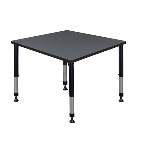 Kee Square Square Classroom Tables, 42 W, 42 L, 23-34 H, Wood, Metal, Gray TB4242GYAPBK